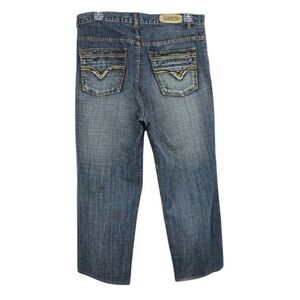 Eddie Domani Jeans Raw Edge Loose Fit  Distressed Zipper Pockets Men's 36x28.5